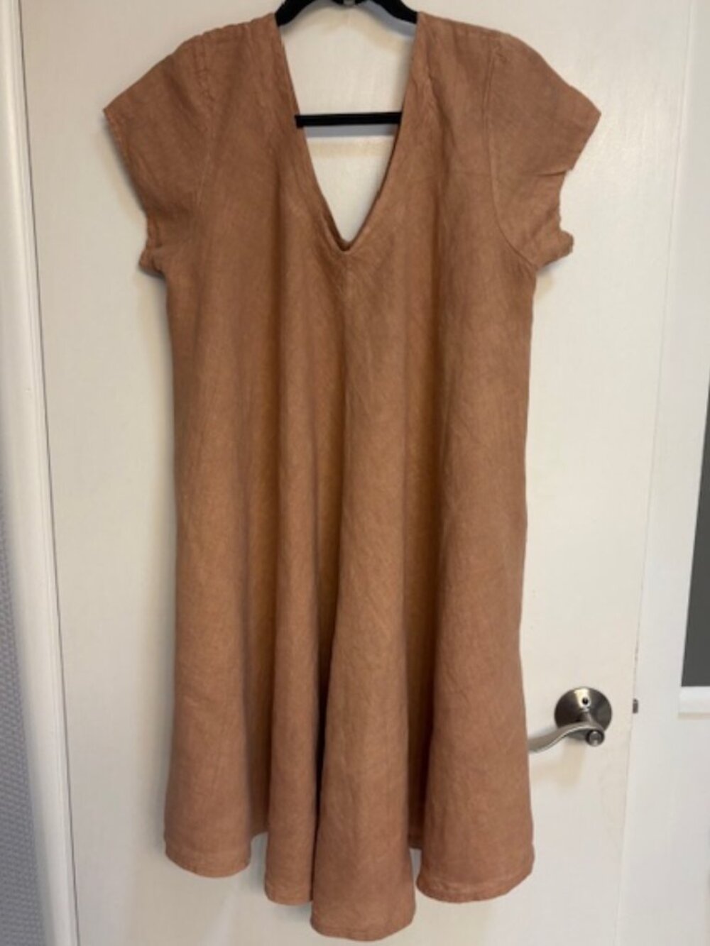 Tan linen dress